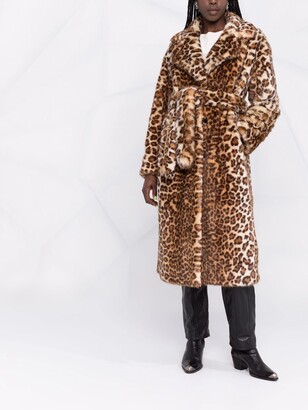 P.A.R.O.S.H. Leopard-Print Faux-Fur Trench Coat