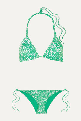 Rixo Lucia Floral-print Triangle Bikini - Green