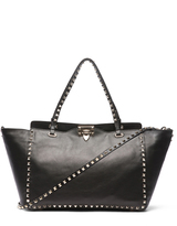 Thumbnail for your product : Valentino Noir Medium Rockstud Trapeze Tote in Black Cavallino
