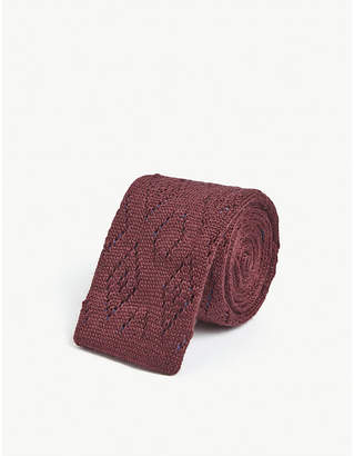 Eton Squared-off knitted wool and cotton-blend tie