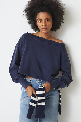 Daily Practice by Anthropologie Wide-Neck Sweatshirt Blue