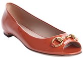 Thumbnail for your product : Gucci rust patent leather peep toe flats