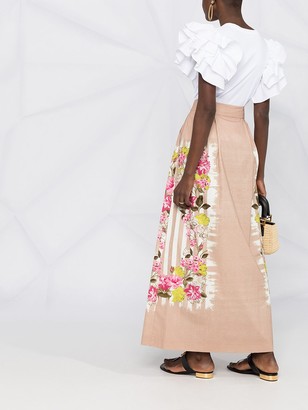 Alberta Ferretti Floral-Print Cotton Maxi Skirt