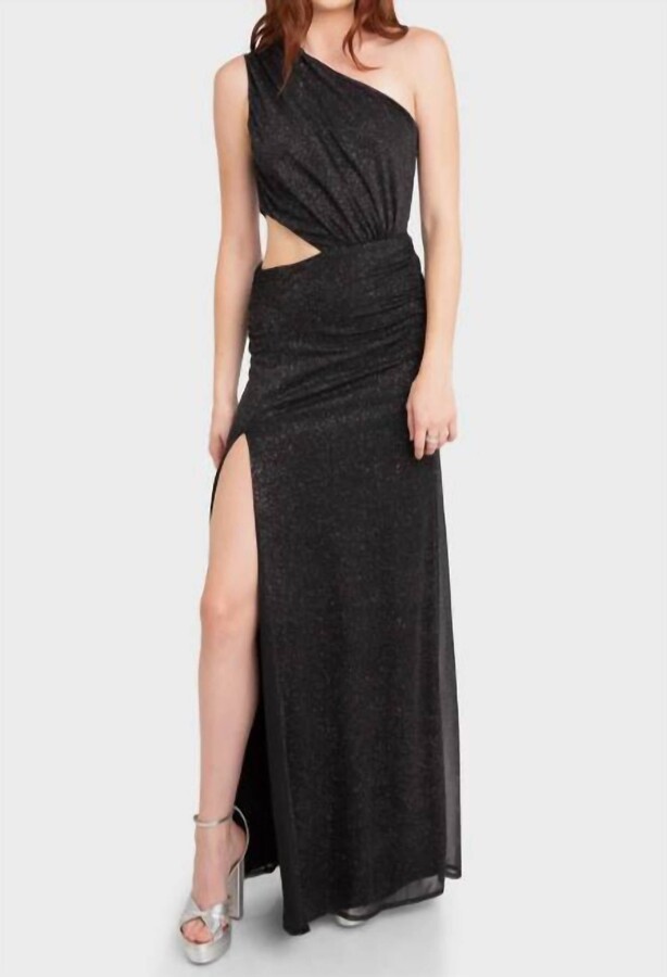 Damari One Shoulder Cutout Gown In Black