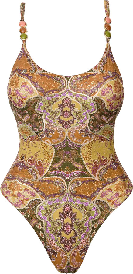 SOFIA ERHAN Aurelia beaded printed swimsuit