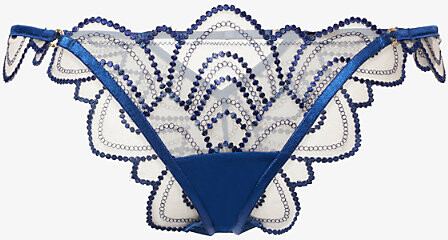 Bluebella Womens Nvy Peony/ Deep Dive Blu Soraya Embroidered Lace Briefs 10