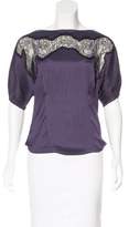 Thumbnail for your product : Nina Ricci Lace-Accented Plissé Top