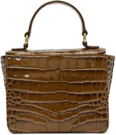 Thumbnail for your product : Wandler Brown Croc Mini Luna Top Handle Bag