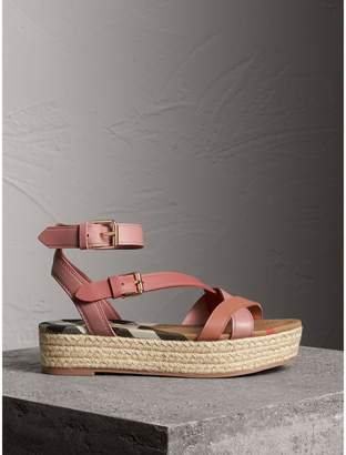 Burberry Two-tone Leather Espadrille Sandals