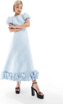 Sister Jane puff sleeve ruffle hem midaxi dress in powder