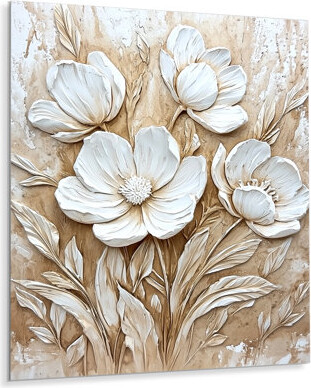 Vintage Buttercups Golden White II - Floral Metal Wall Decor, Buttercups Metal Print