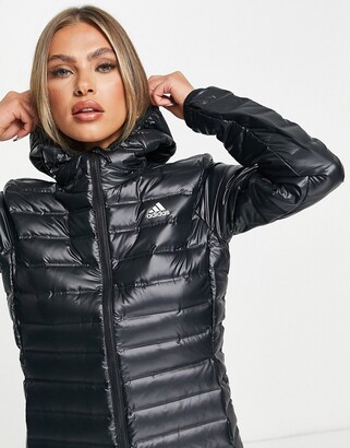 adidas Outdoor Varilite hooded puffer jacket in black - ShopStyle