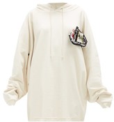 Thumbnail for your product : Raf Simons Pin-patch Cotton-jersey Hooded Sweatshirt - Ecru White Splash