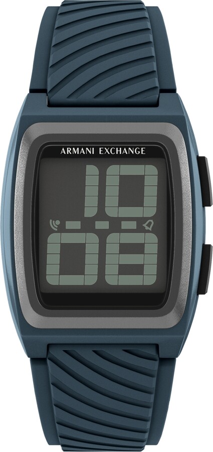 Alpha A Armani Exchange Men's Lcd Blue Silicone Watch, 42mm - Blue