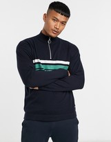 Thumbnail for your product : Jack and Jones Originals quarter zip stripe knitted jumper in navy