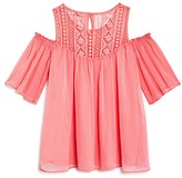 Thumbnail for your product : Ella Moss Girls' Lace Yoke Cold Shoulder Sheer Top - Sizes 7-14