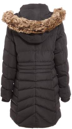 Quiz Black Long Padded Faux Fur Hood Jacket