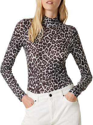French Connection Animal-Print Mockneck Top