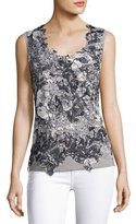Thumbnail for your product : Elie Tahari Leandra Sleeveless Lace-Front Blouse, Black/Gray