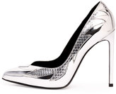 Thumbnail for your product : Saint Laurent Flame Python-Embossed 110mm Pump, Silver