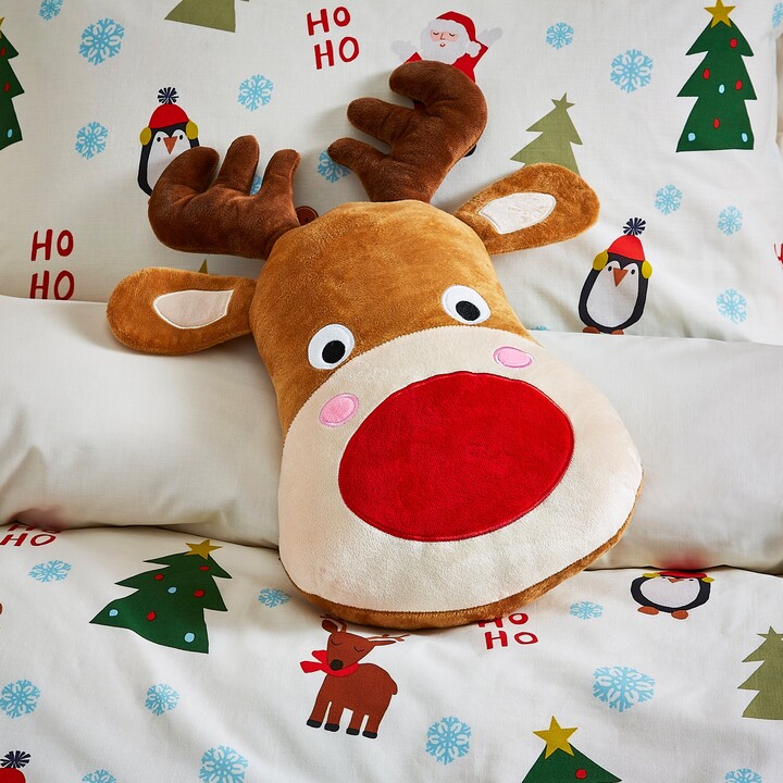 Dunelm Reindeer Plush Cushion Brown ShopStyle