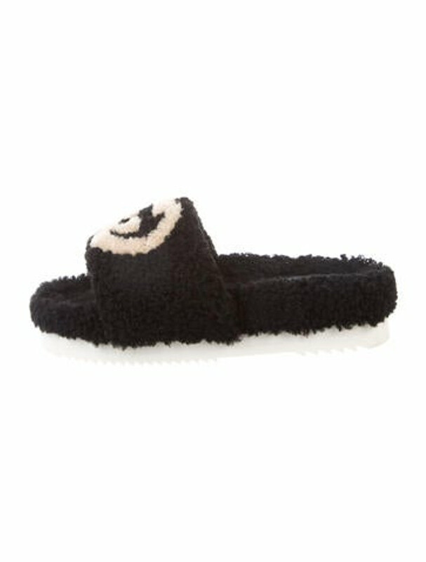 Gucci Interlocking G Logo Shearling Slides Black ShopStyle