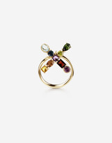 Thumbnail for your product : Dolce & Gabbana Rainbow alphabet X ring in yellow gold with multicolor fine gems
