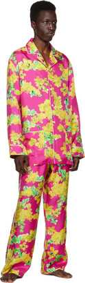 Versace Underwear Pink Floral Pyjama Shirt