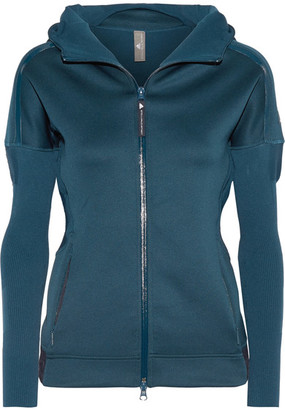 adidas by Stella McCartney Z.n.e Stretch-jersey And Ribbed-knit Hooded Top - Petrol