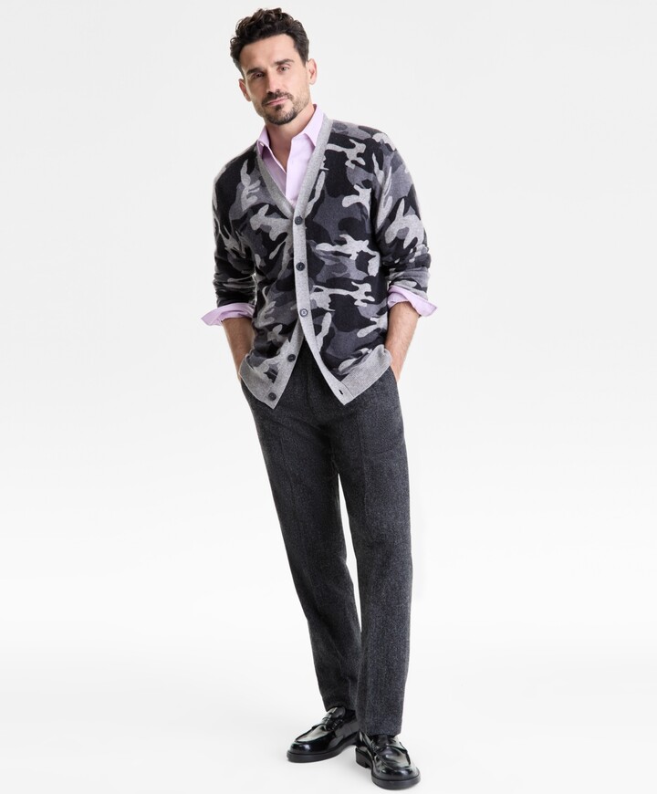 Club Room Men's 100% Cashmere Camo-Print V-Neck Cardigan, Macy's Exclusive