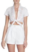 Thumbnail for your product : Alaia Embroidered Medallion Knotted Crop Top