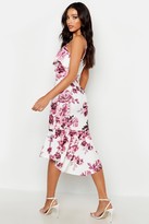 Thumbnail for your product : boohoo Floral Wrap Ruffle Midi Dress