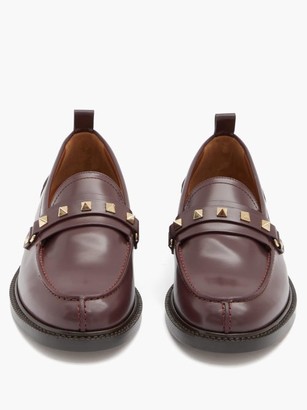 Valentino Garavani - Rockstud Patent-leather Loafers - Burgundy