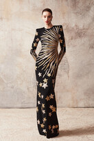 Thumbnail for your product : Naeem Khan Crepe Fitted Long Sleeve Gown