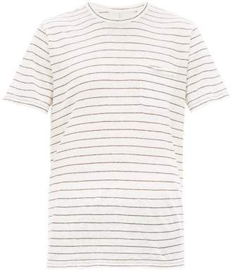 Rag & Bone Owen Striped Slubbed Linen T Shirt - Mens - Beige Multi