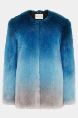 Mary Katrantzou Thalia Faux Fur Jacket Ombre Blue