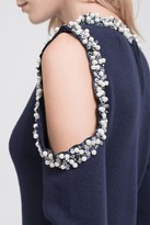 Thumbnail for your product : J.o.a. Contrast Beaded Cold Shoulder Mini Dress