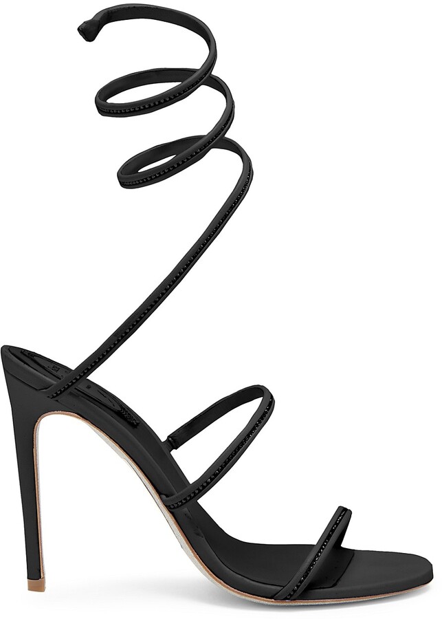 black leather high heel sandals