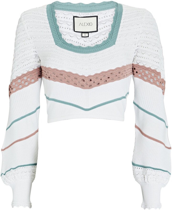 pointelle skimming crew neck sweater
