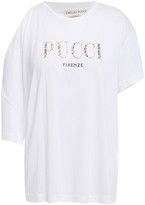 Thumbnail for your product : Emilio Pucci Asymmetric Cold-shoulder Embellished Jersey T-shirt