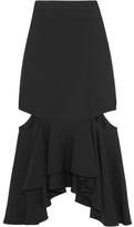 Thumbnail for your product : Givenchy Cutout Ruffled Wool Midi Skirt