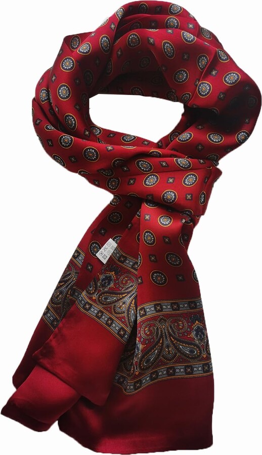 Red Scarf Neckerchief Men's Fashion Large Bandana 100% Silk