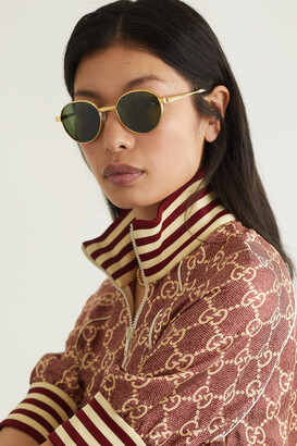 Gucci Round-frame Gold-tone Sunglasses