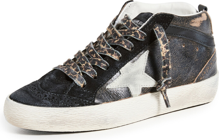 Golden Goose Mid Star Shiny Leather Upper and Spur Suede Sneakers -  ShopStyle