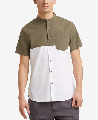 Kenneth Cole Kenneth Cole Kenneth Cole.Colorblocked Band-Collar Pocket Shirt