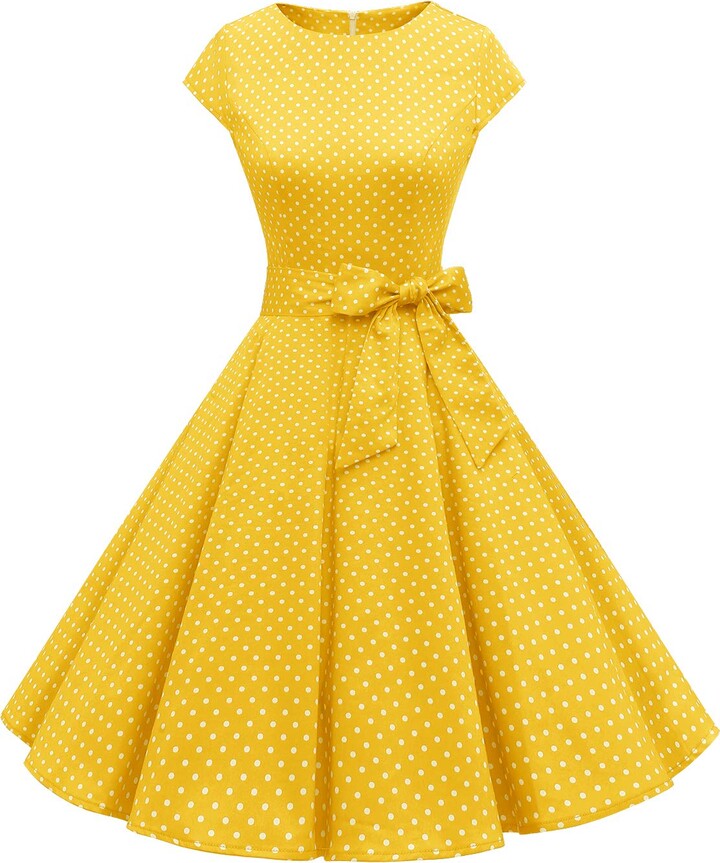 Dressystar Vintage 1950s Polka Dot And Solid Color Prom Dresses Cap-Sleeve  Kleding, Schoenen Sieraden | tropicalchinesemiami.com