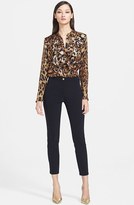 Thumbnail for your product : Escada Leopard Print Ruffled Silk Blouse