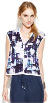 Thumbnail for your product : Vince Camuto Printed Button-Front Boxy Blouse
