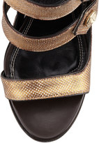Thumbnail for your product : Derek Lam Beatrice Snakeskin Strappy Sandal, Bronze