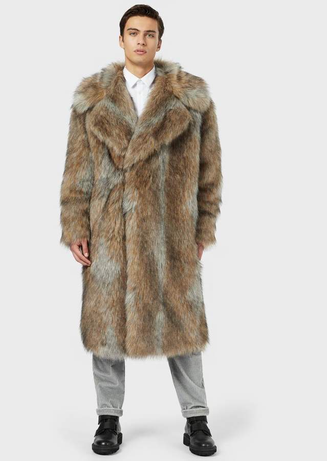 armani faux fur coat